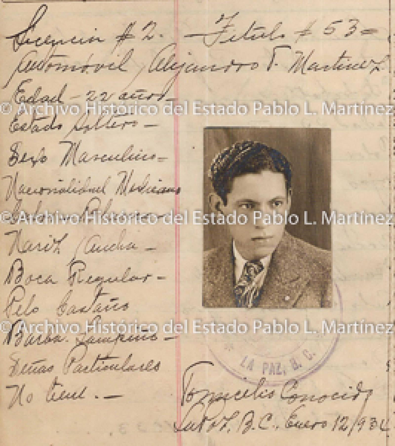 "Alejandro Martínez", retrato.