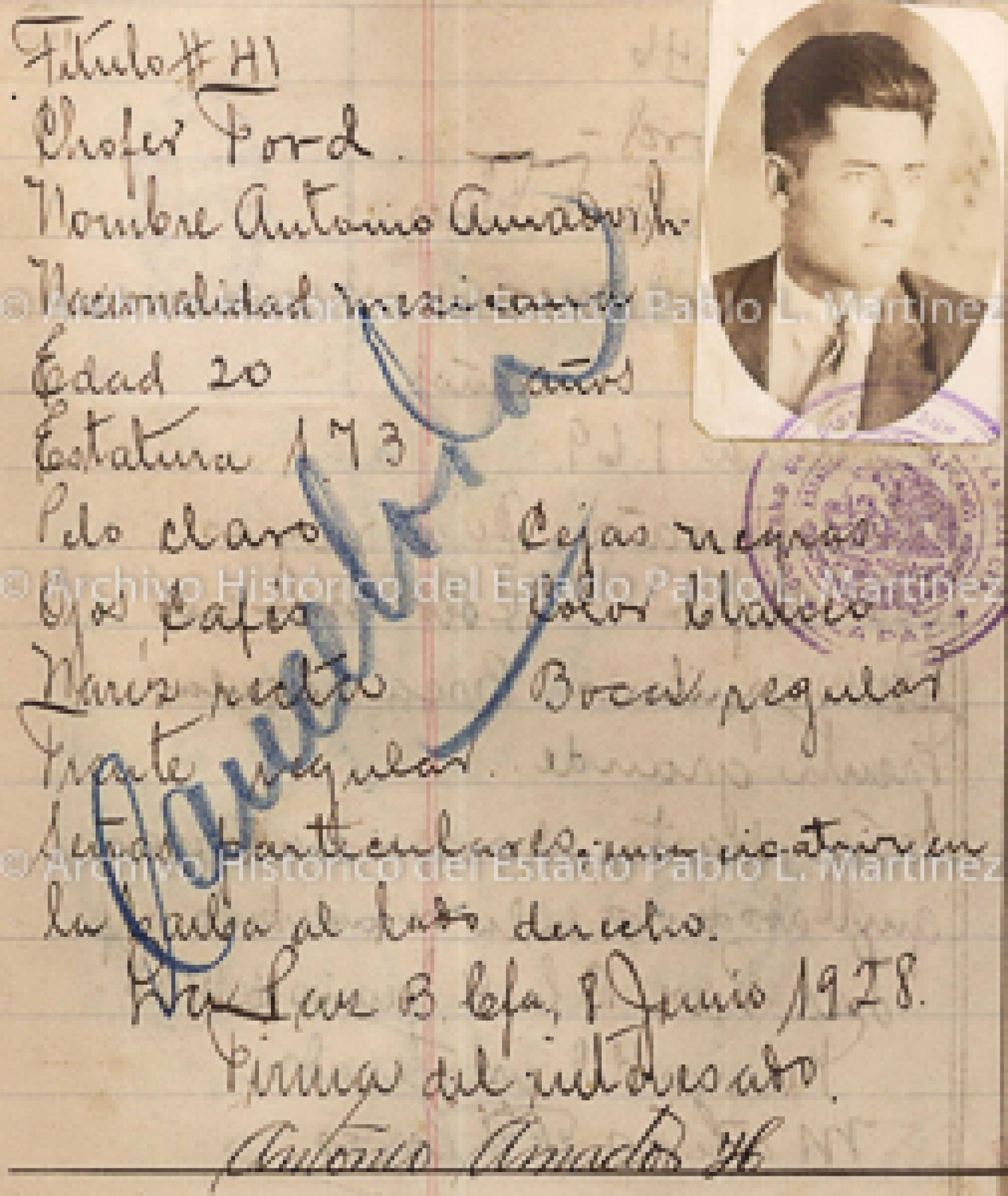"Antonio Amador H.", retrato.