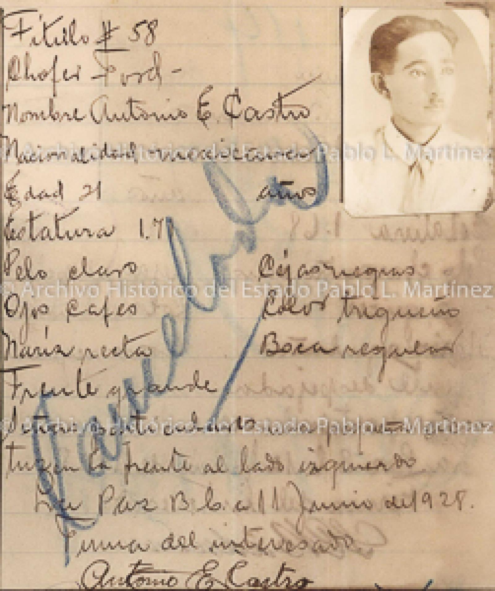 "Antonio E. Castro", retrato.