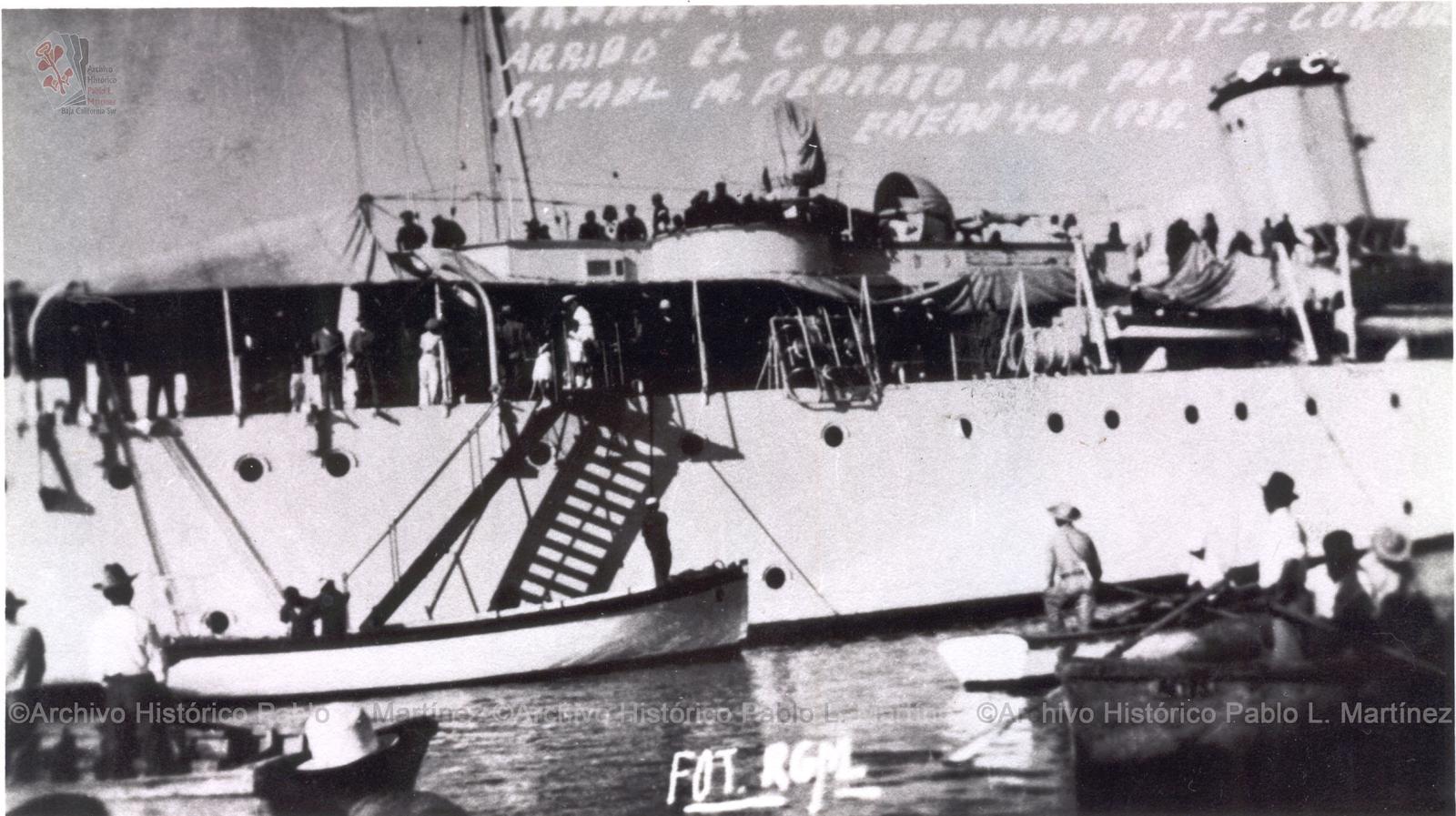 “Arribo del gobernador teniente coronel Rafael M. Pedrajo a La Paz B.C.”