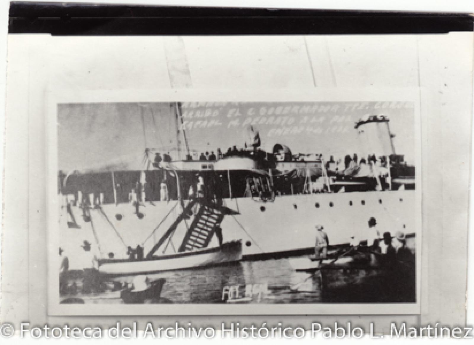 Arribo del “Gobernador Teniente Coronel Rafael M. Pedrazo” a La Paz, B. C. S.”
