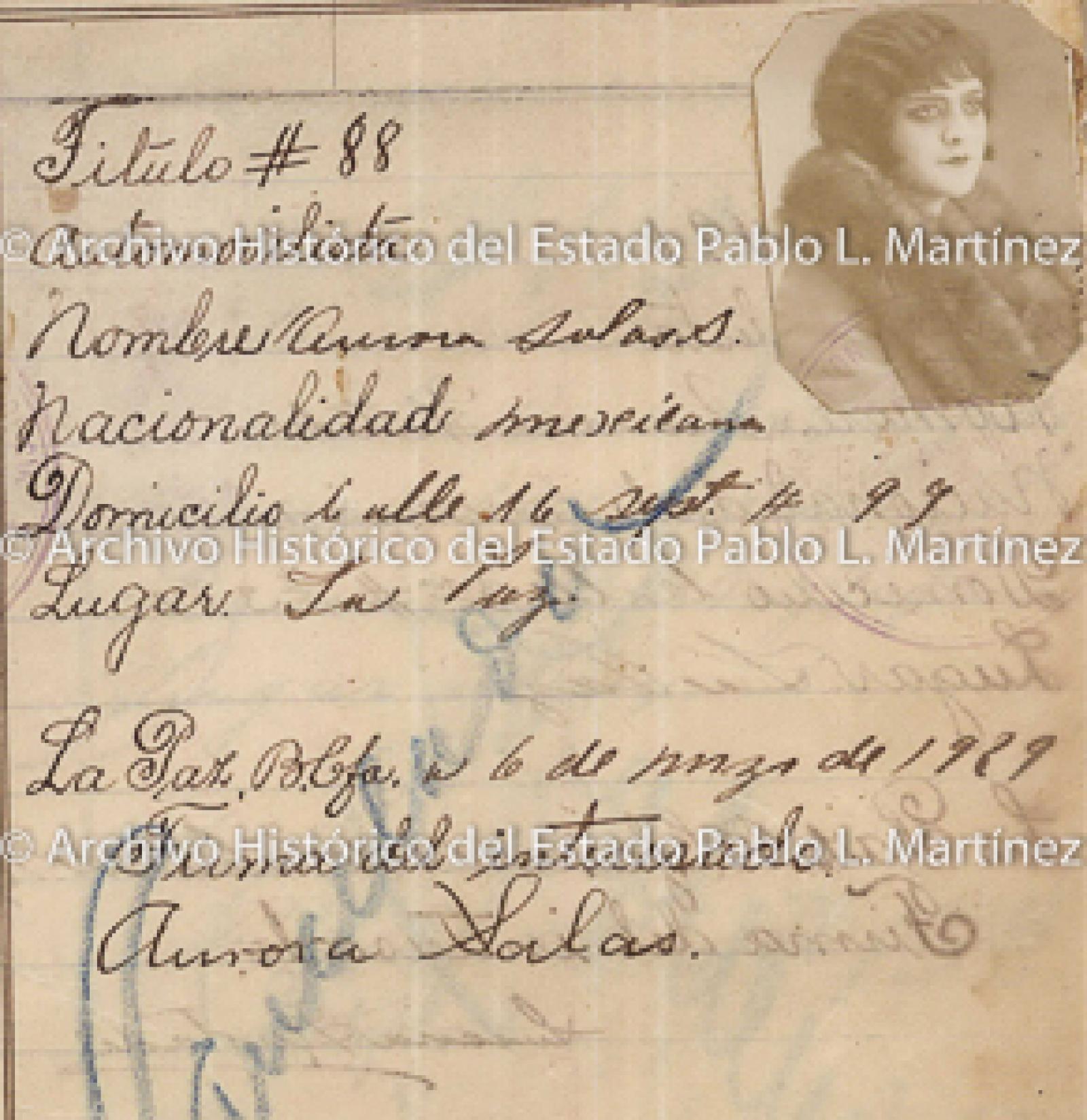 "Aurora Salas", retrato.