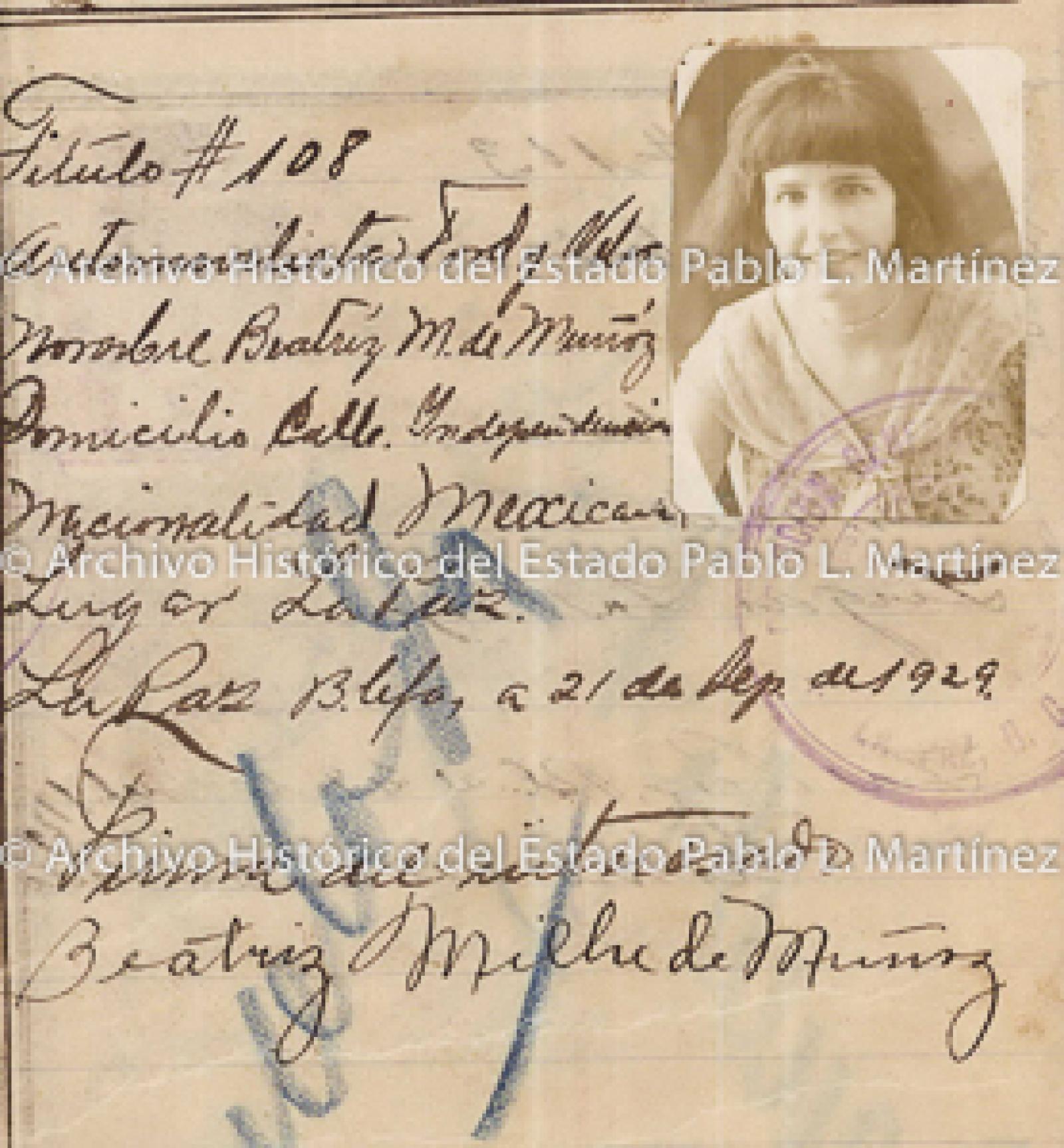 "Beatriz M. de Muñóz", retrato.