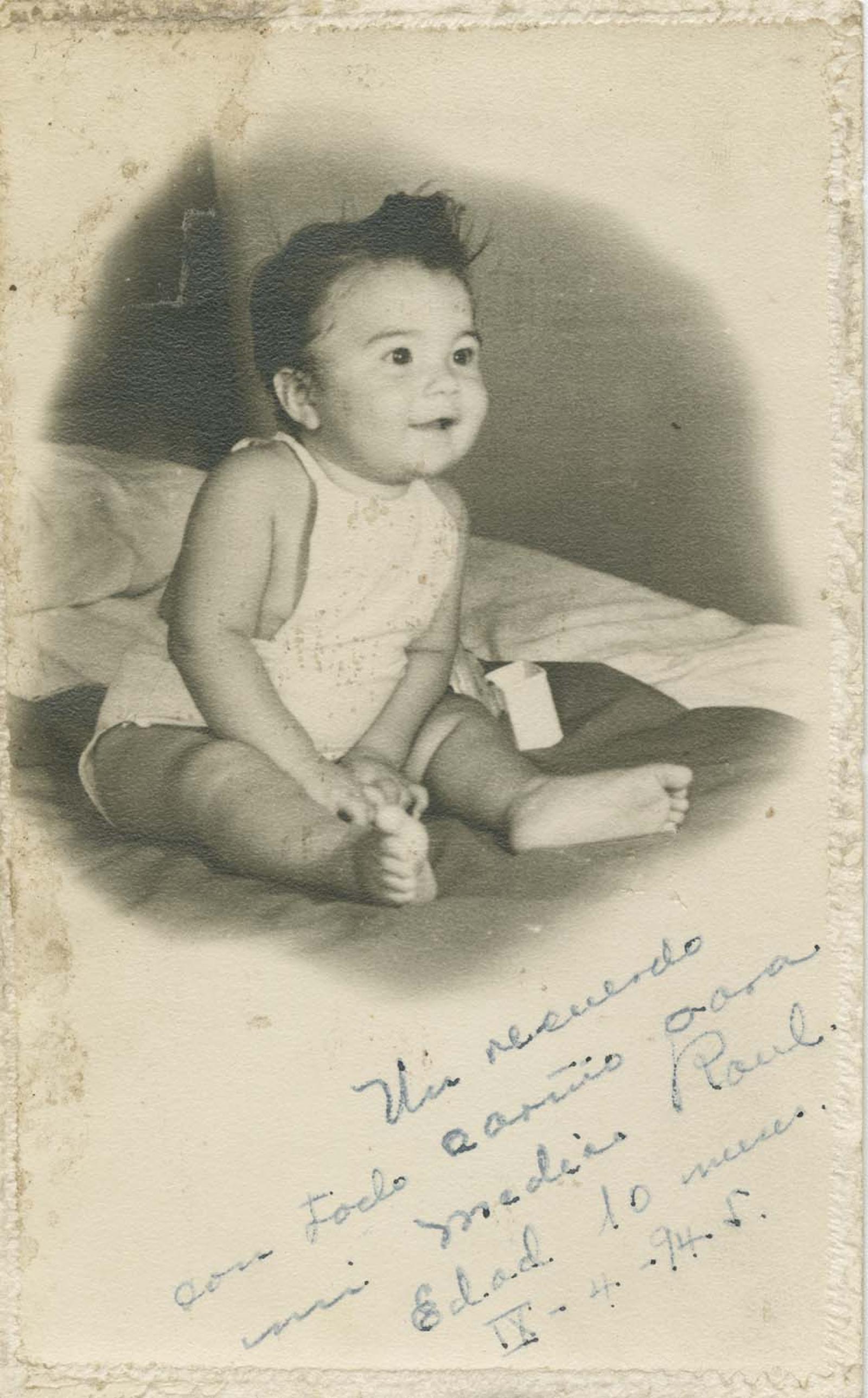 Bebé, retrato. “Un recuerdo con todo cariño”.