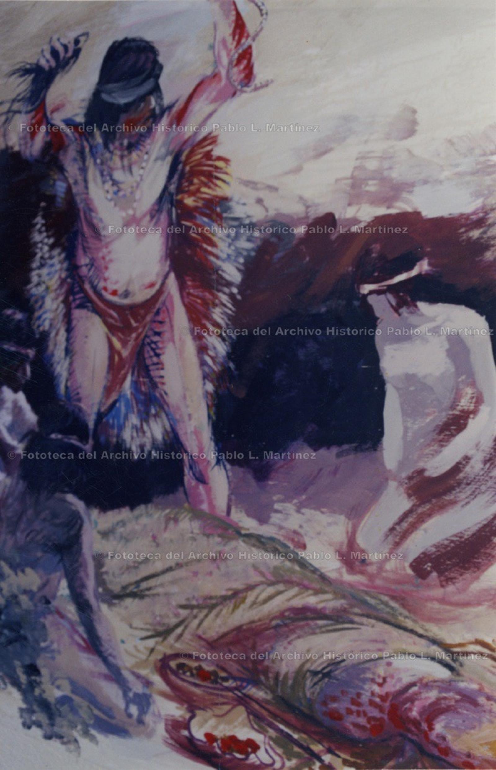 “Chamán y muerto”, pintura.
