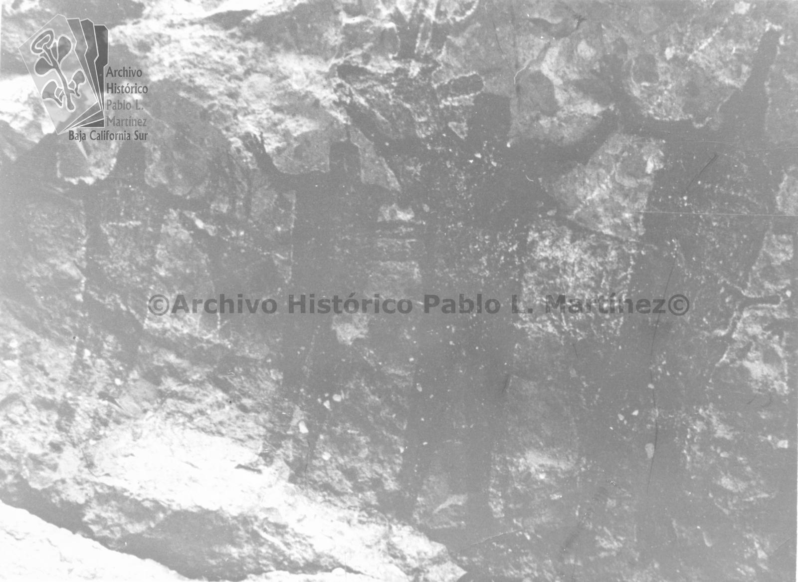 Detalle de pintura rupestre en la Cueva Pintada, en la Sierra de San Francisco