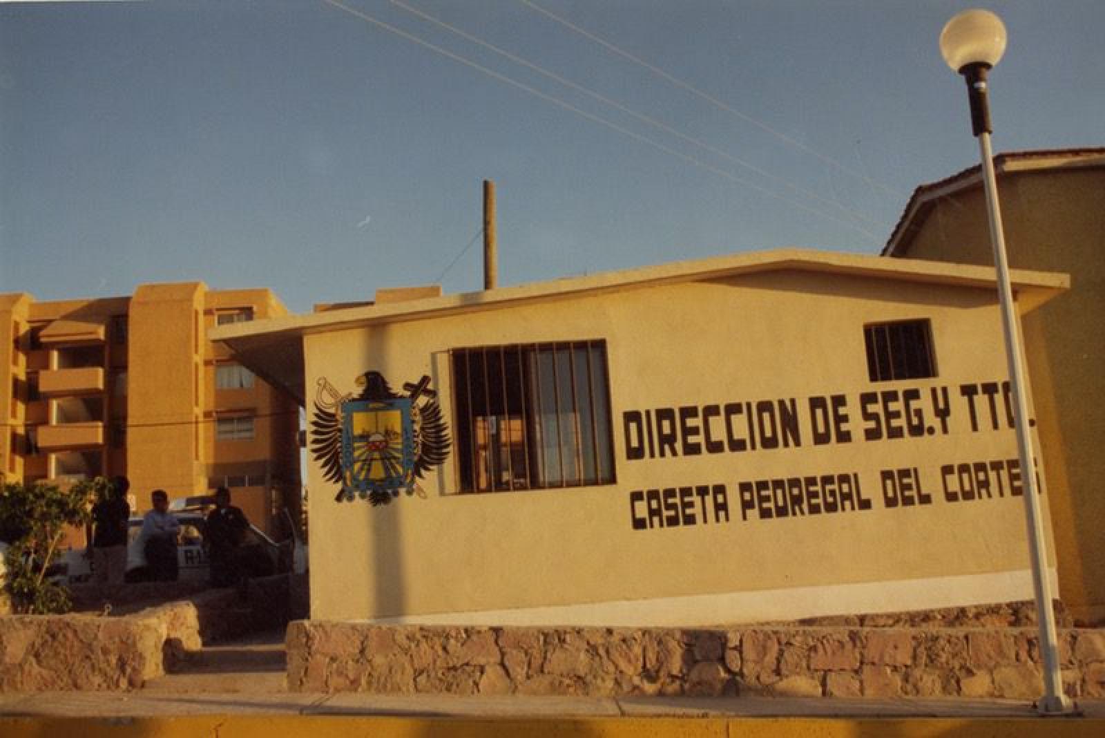 “Dirección de Seguridad y Tránsito, caseta ubicada en Pedregal del Cortés”.