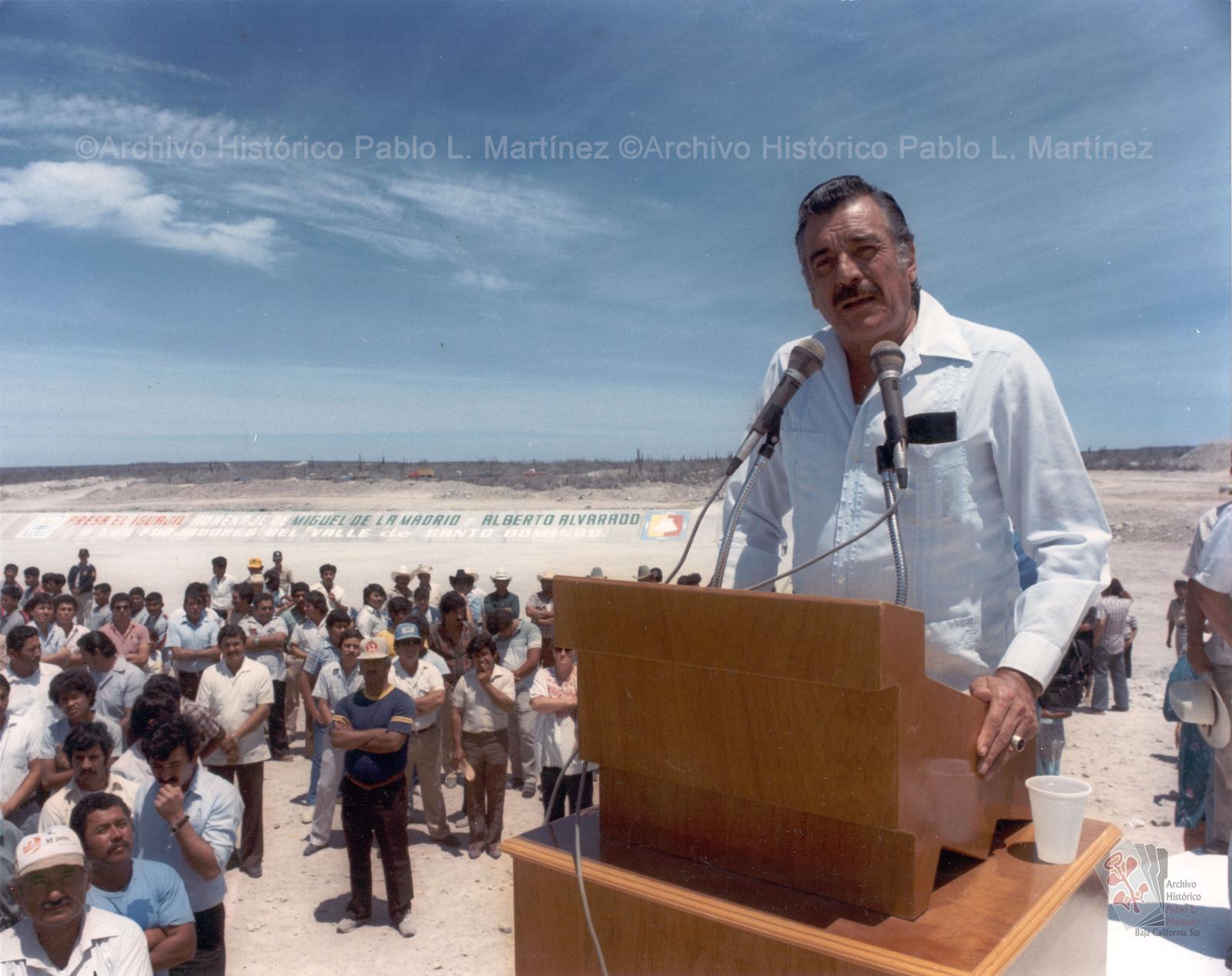 Discurso de Alberto Andrés Alvarado Arámburo, en la presa “El Iguajil”. Homenaje a los forjadores del Valle de Santo Domingo, Comondú, Baja California Sur.