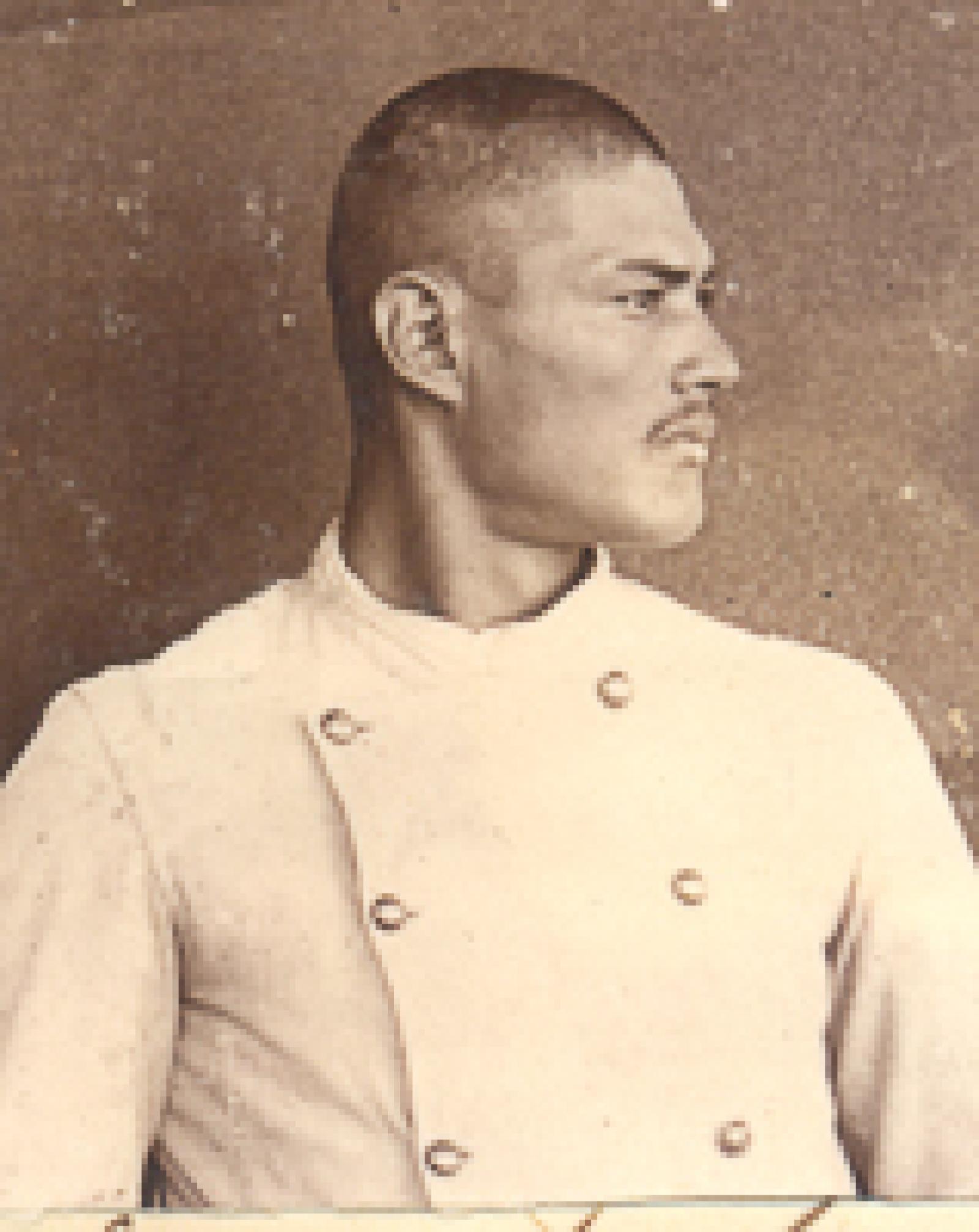 El boga Esteban Miranda de perfil.