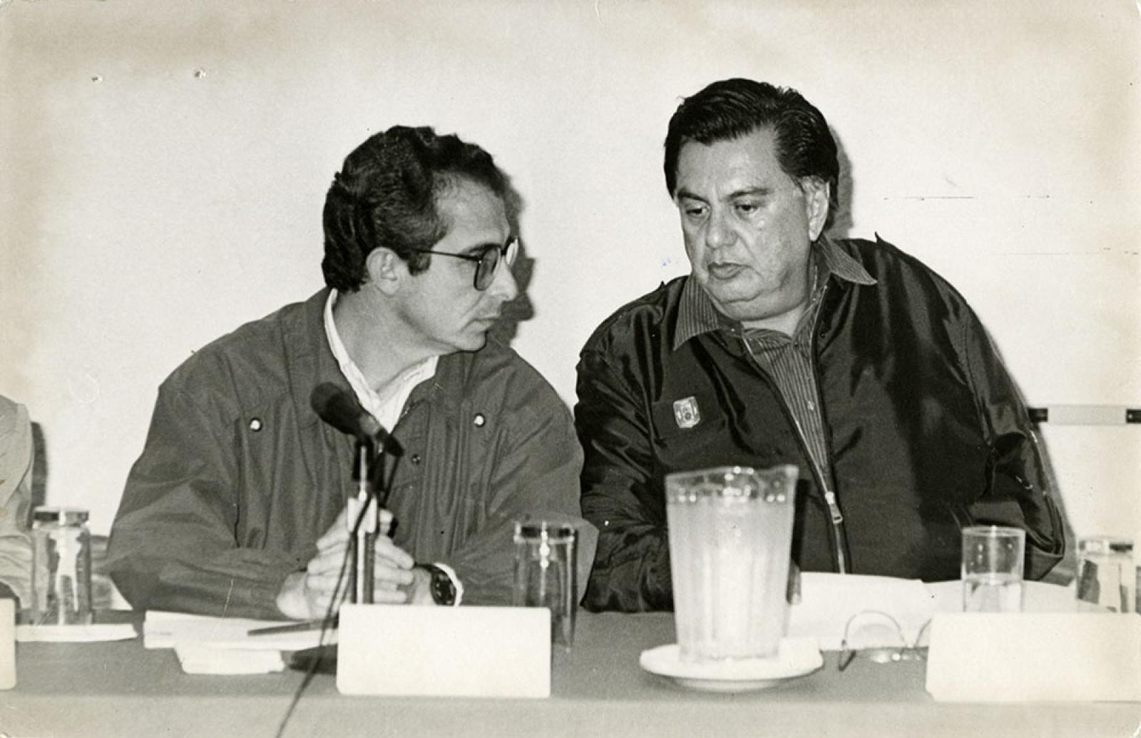 El presidente Ernesto Zedillo y el gobernador Víctor Manuel Liceaga, acto público.