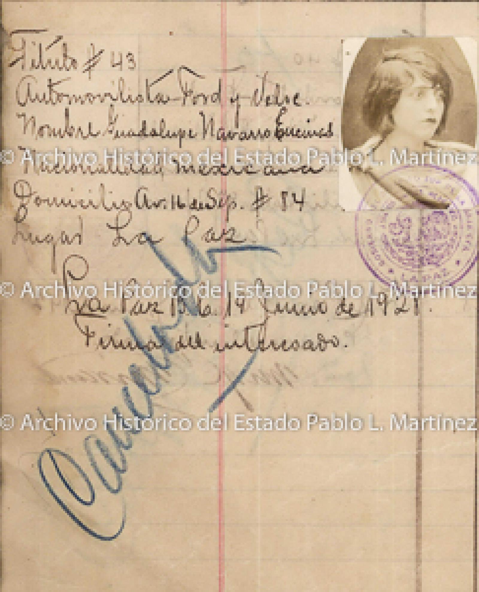 "Guadalupe Navarro Encinas", retrato.