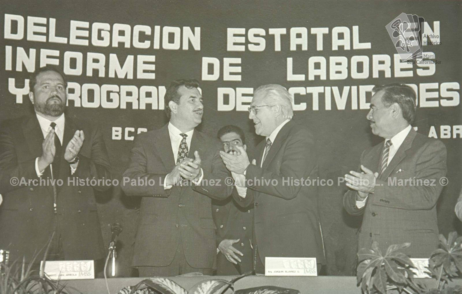 Guillermo Mercado Romero en un informe de labores de la Delegación Estatal del Instituto Mexicano del Seguro Social
