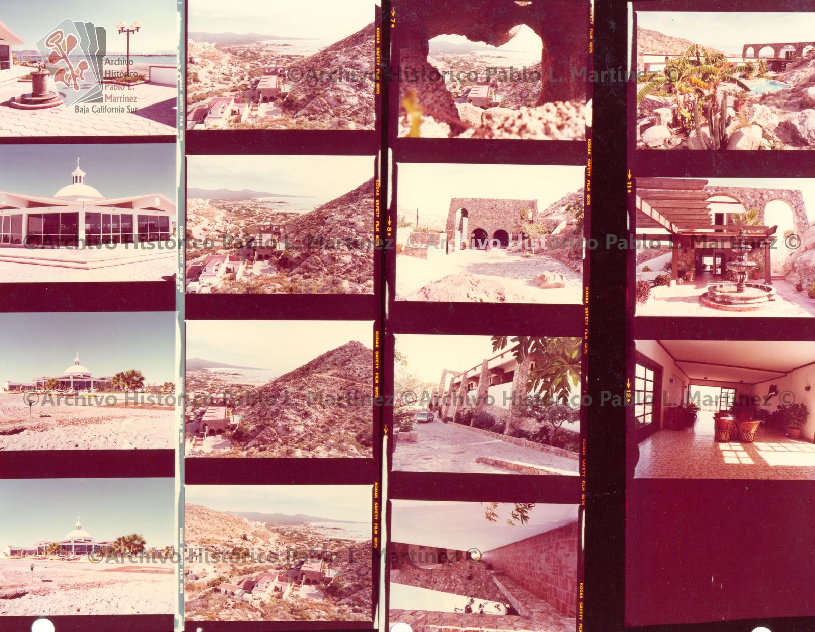 Hoja de contacto con 15 imágenes de dos casas en Cabo San Lucas, Baja California Sur.