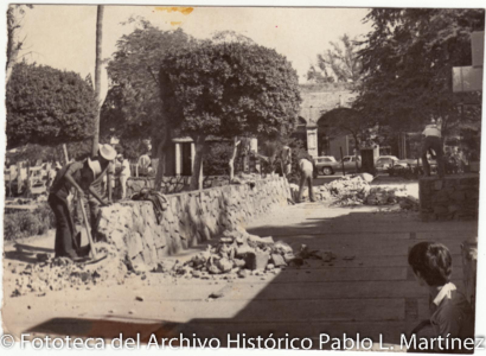Hombres en remodelación del Jardín Velasco.