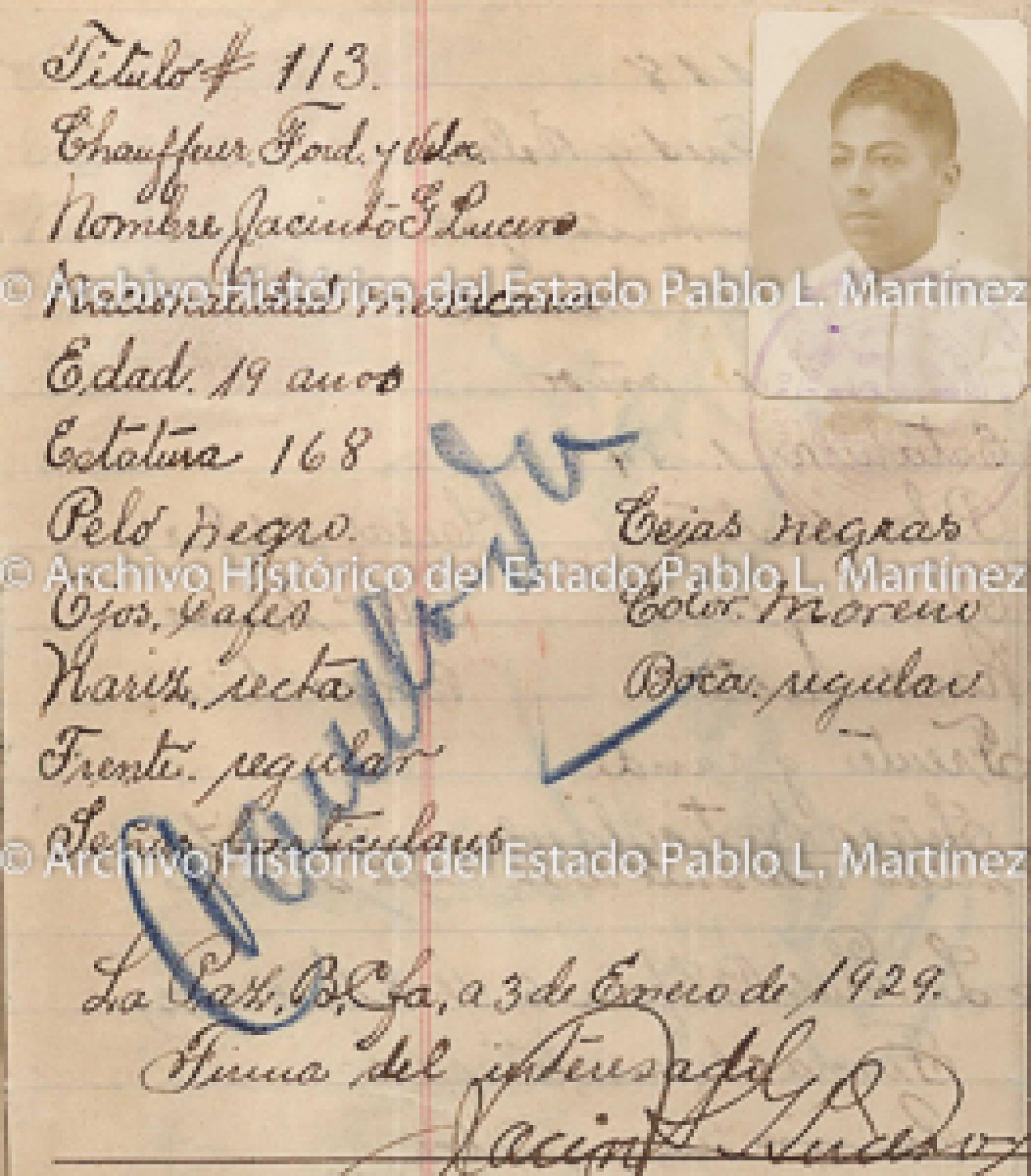 "Jacinto G. Lucero", retrato.