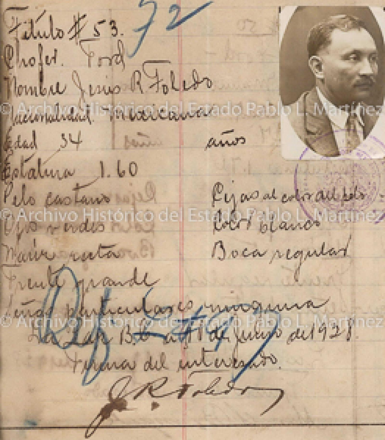 "Jesús R. Toledo", retrato.