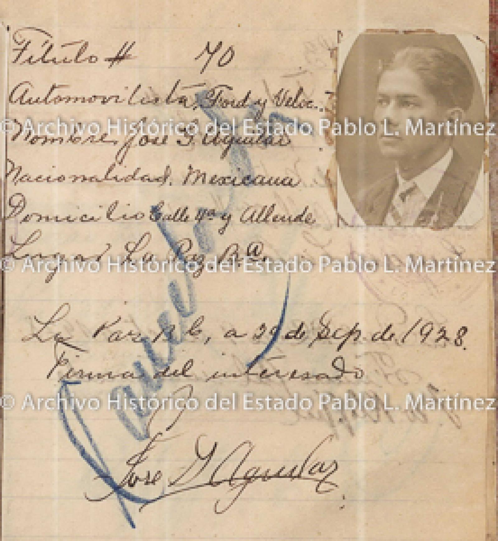 "José G. Aguilar", retrato.
