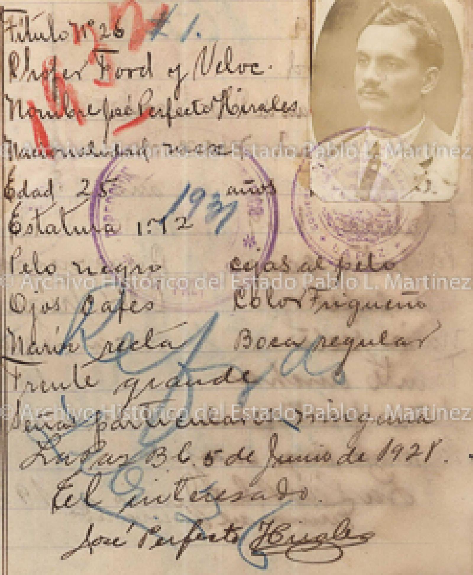"José Perfecto Hirales", retrato.