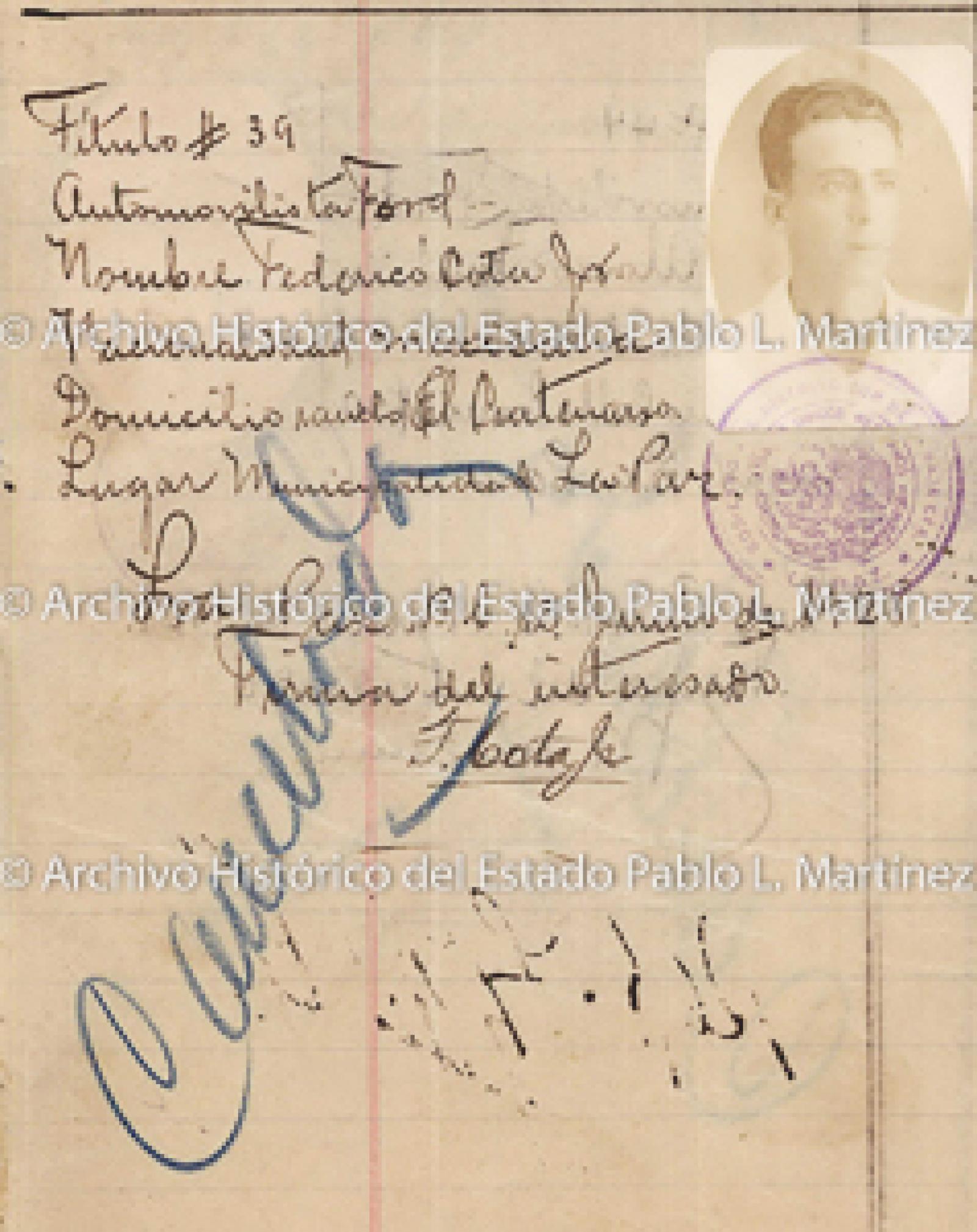 "Juan G. Aviles", retrato.