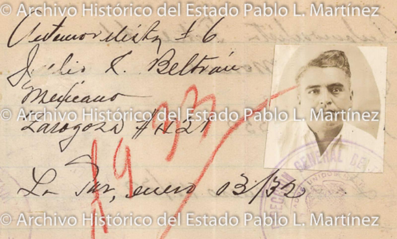 "Julio C. Beltrán", retrato.