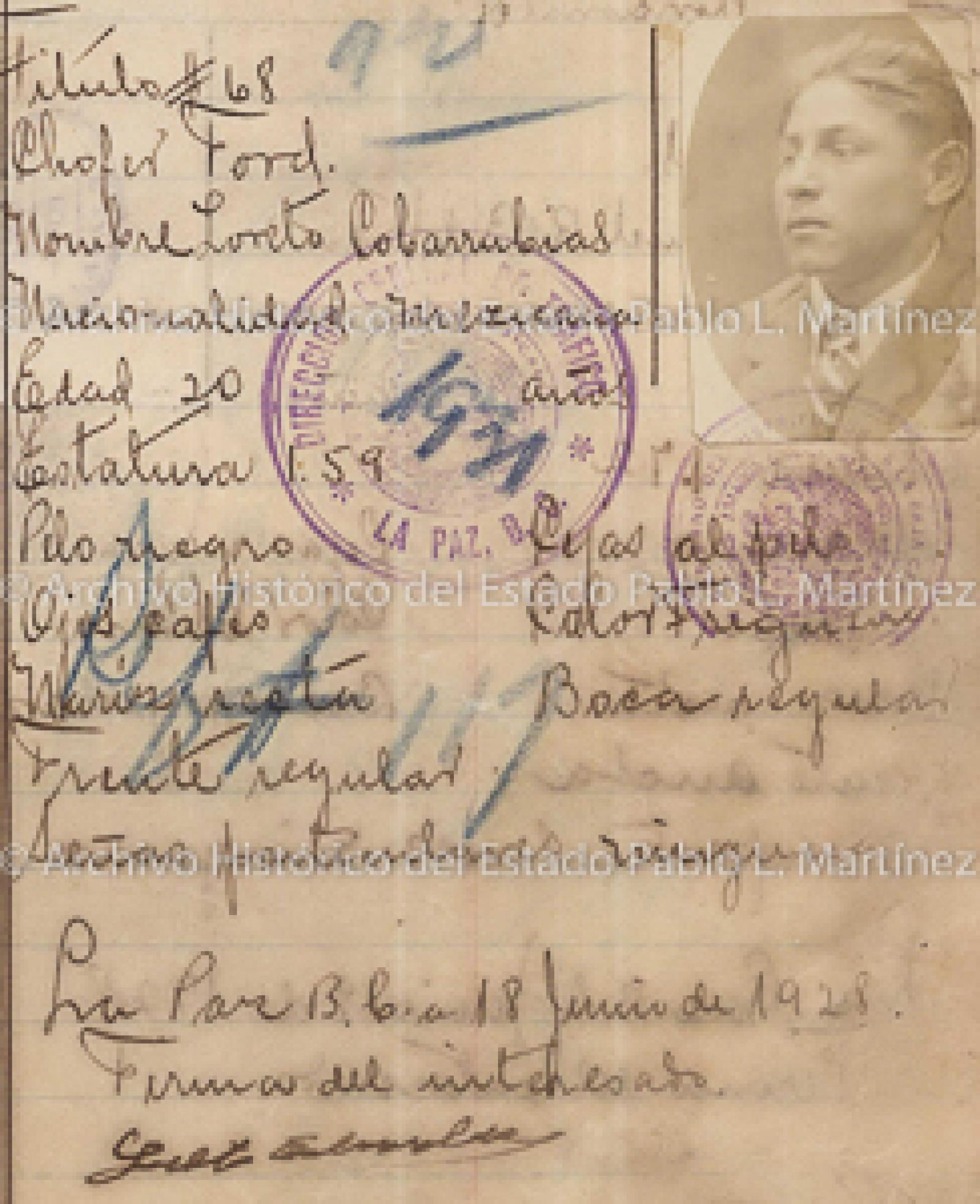 "Loreto Covarrubias", retrato.