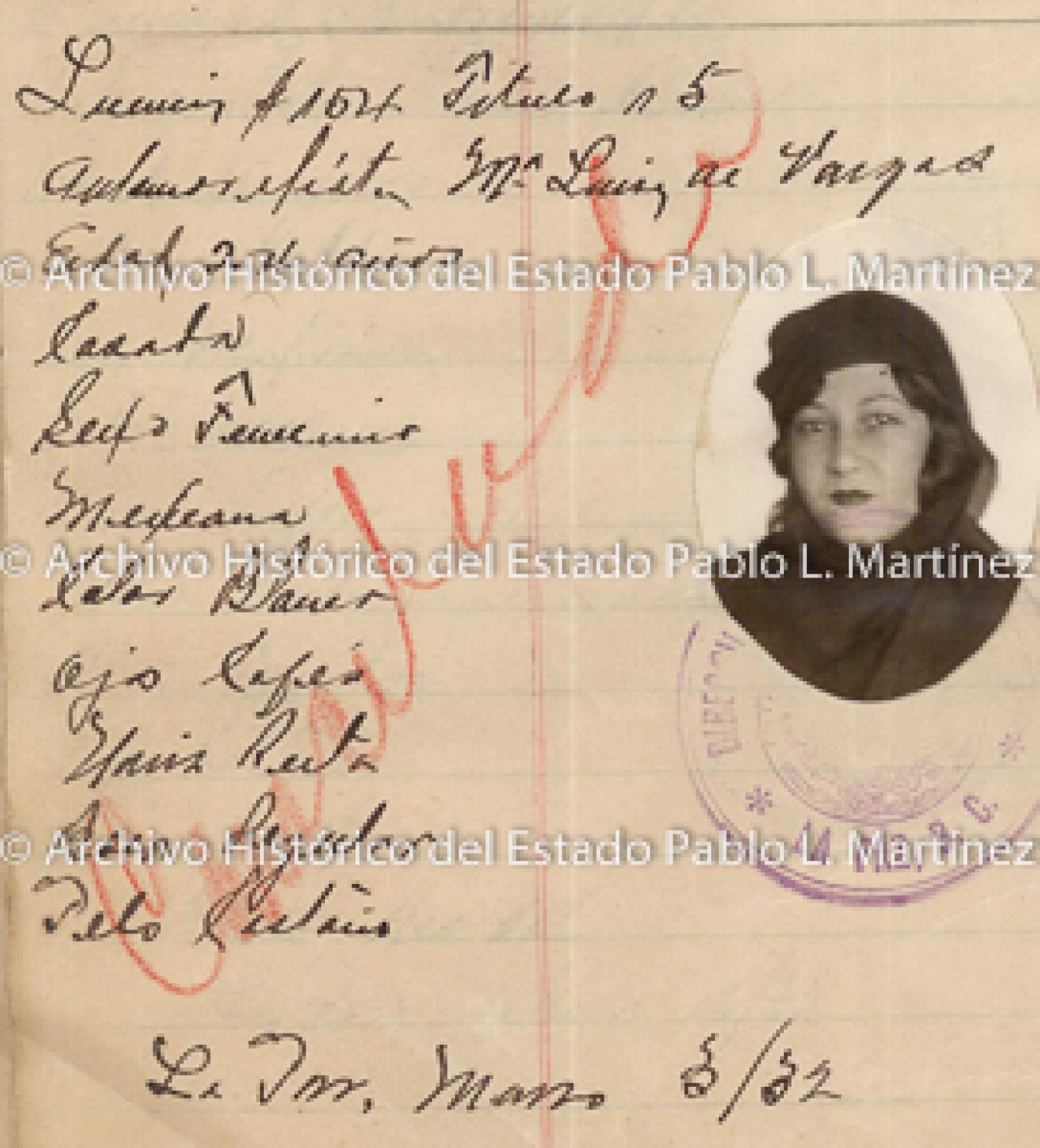 "Ma. Luisa de Vargas", retrato.