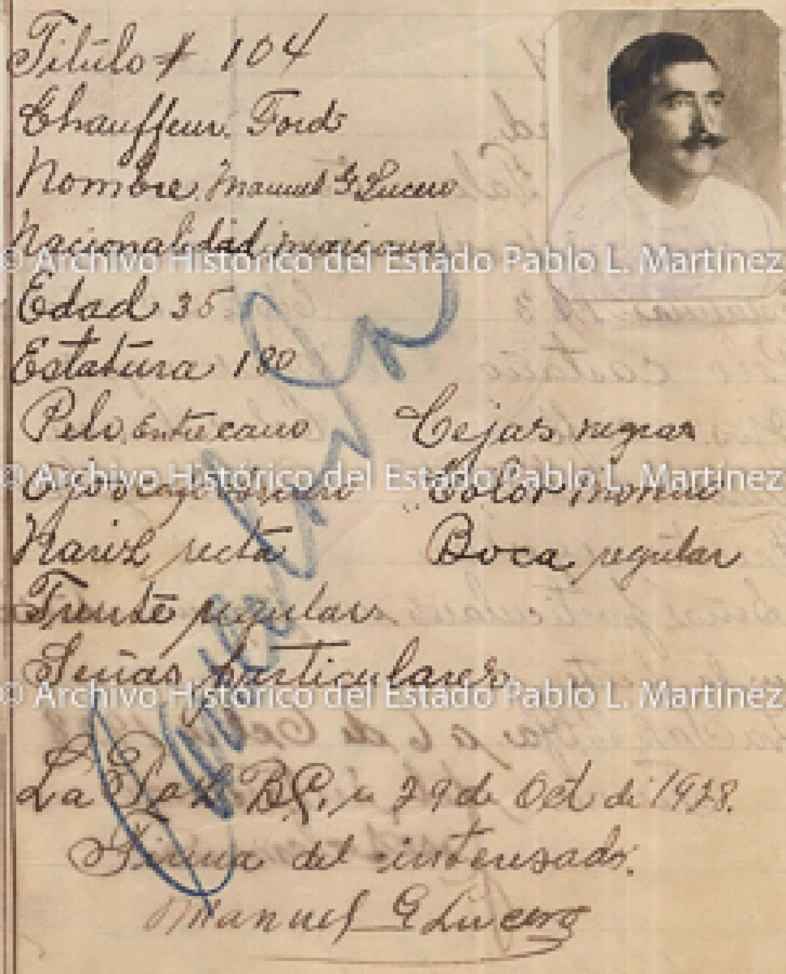 "Manuel G. Lucero", retrato.