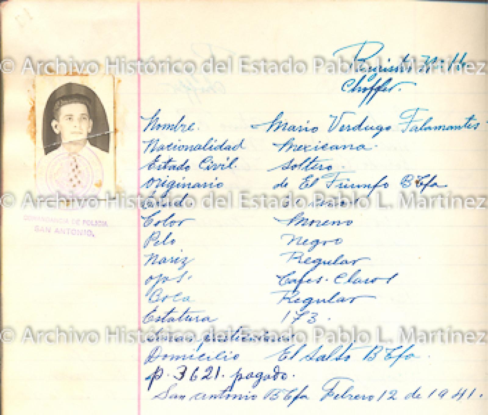 "Mario Verdugo Talamantes" retrato.