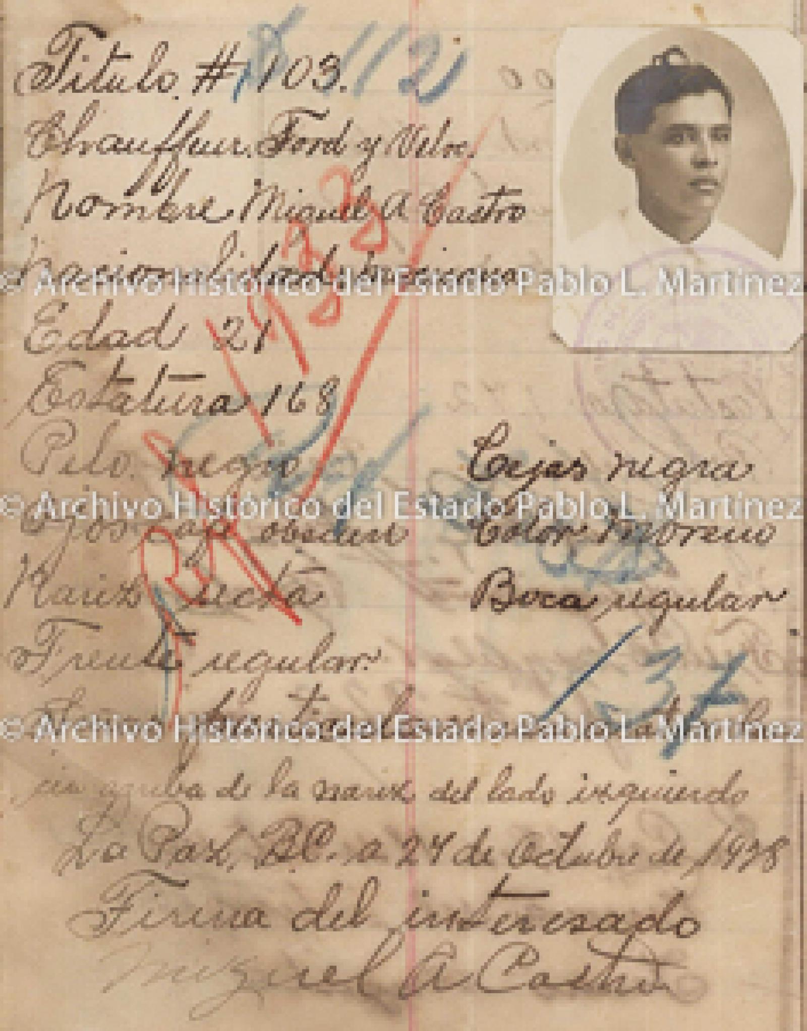 "Miguel A. Castro", retrato.