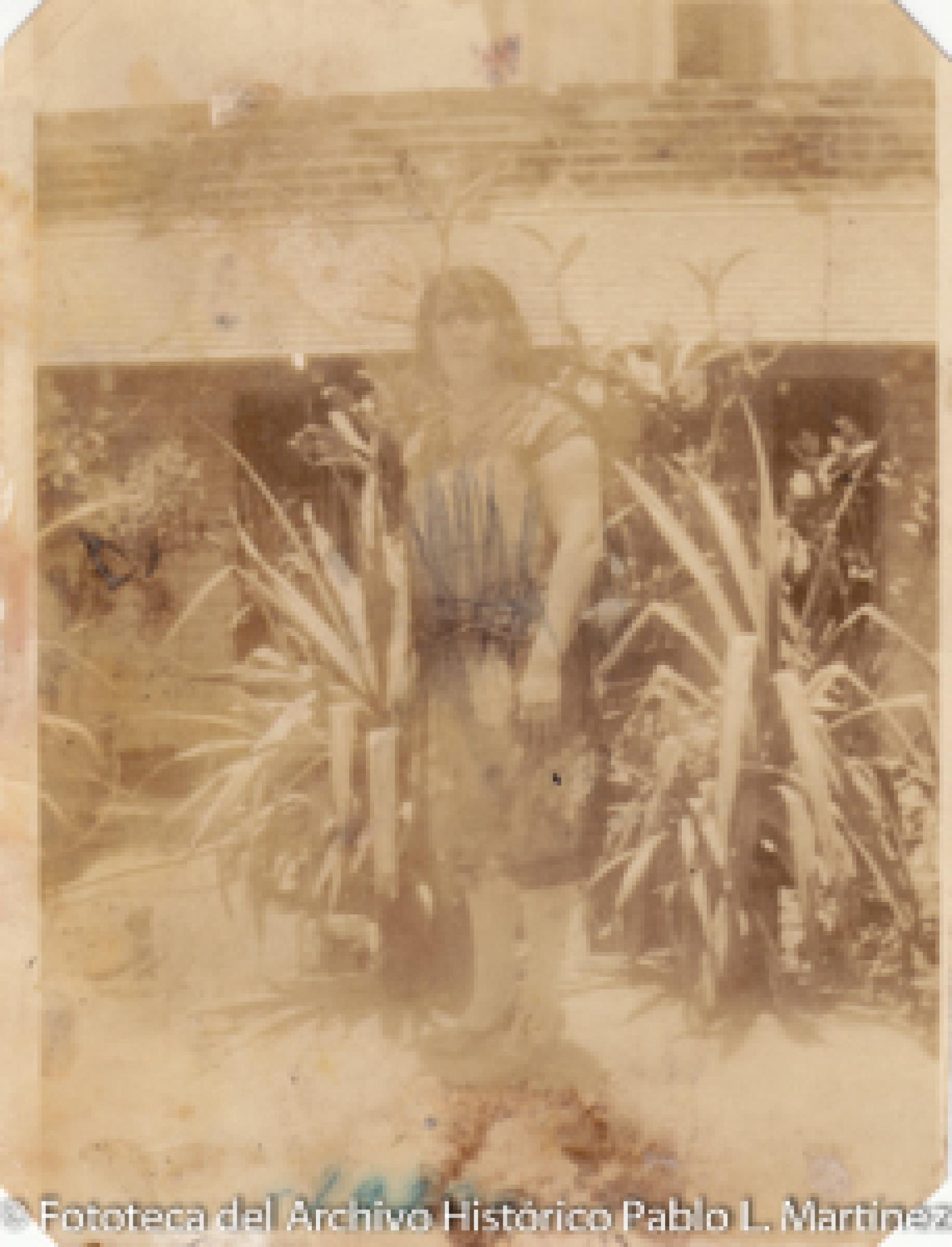 Mujer, plantas y casa. Retrato