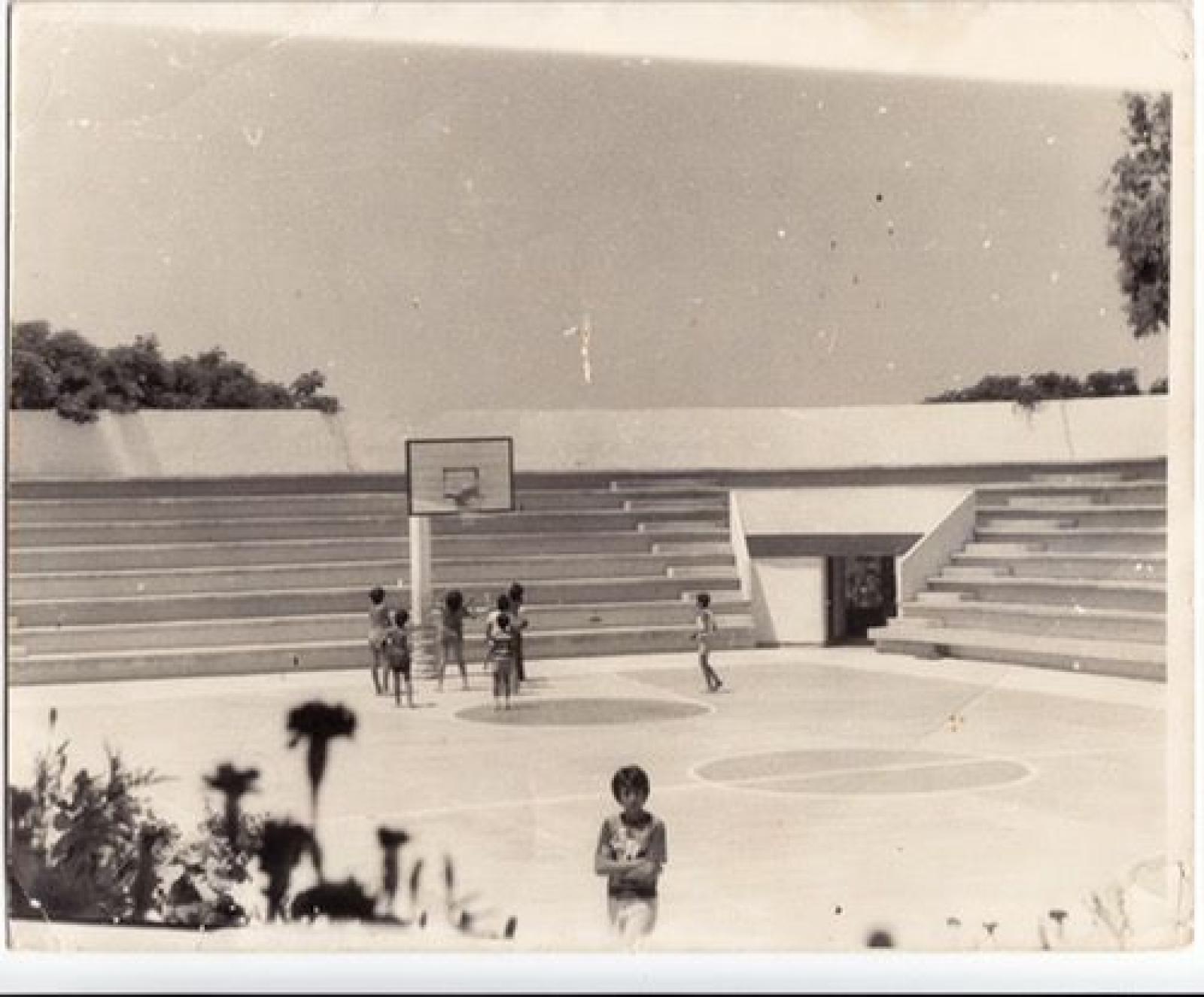 Niños que juegan basquetbol.
