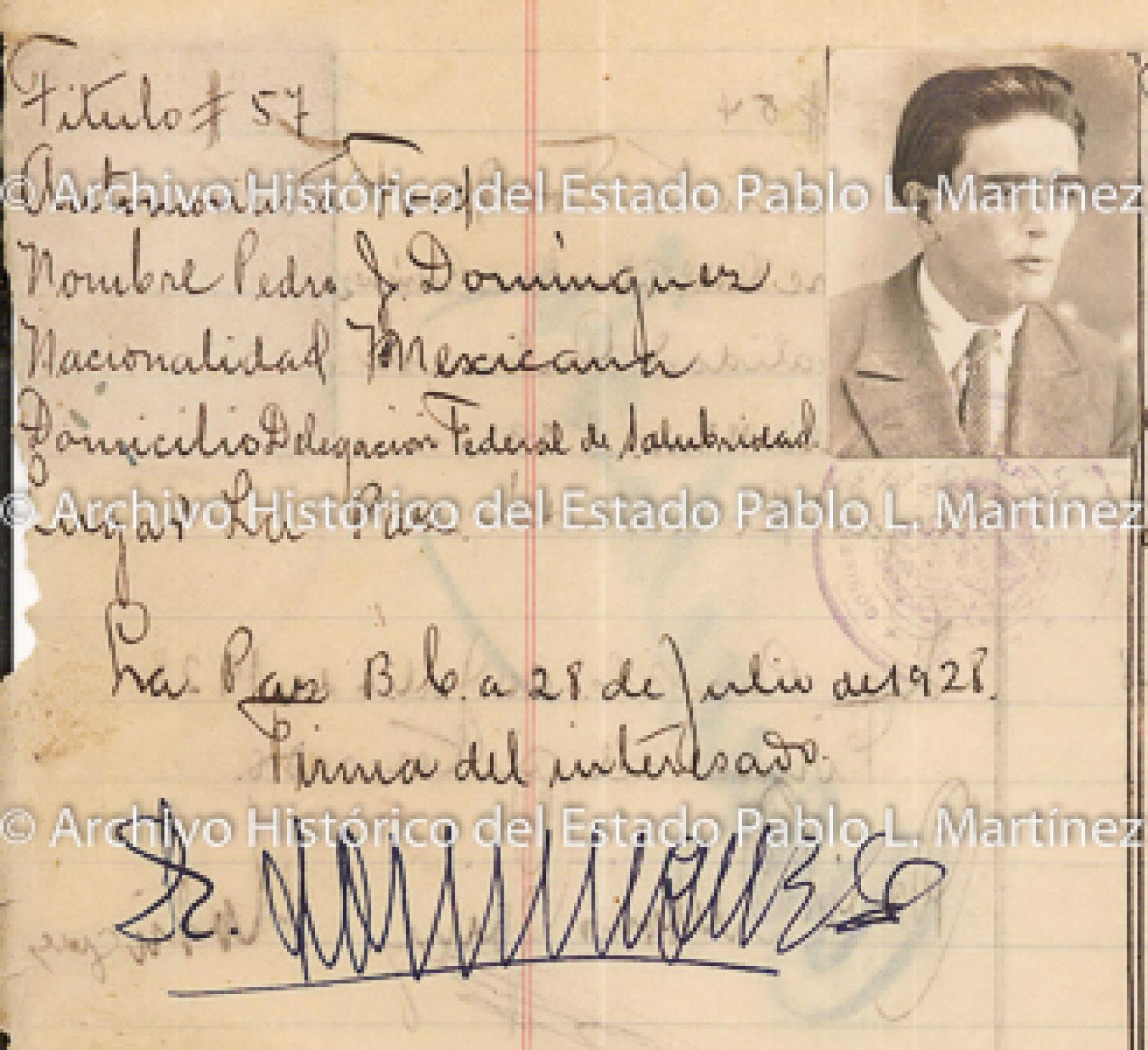 "Pedro Domínguez", retrato.