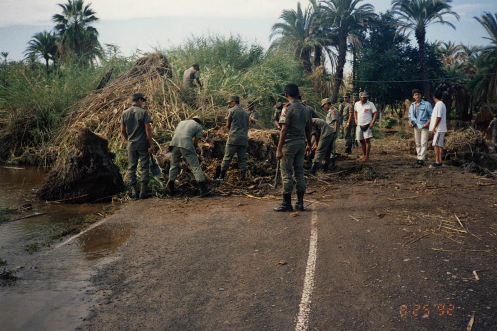Personal militar apoyando en zonas destruidas de Santa Rosalía y San Ignacio, B.C.S.