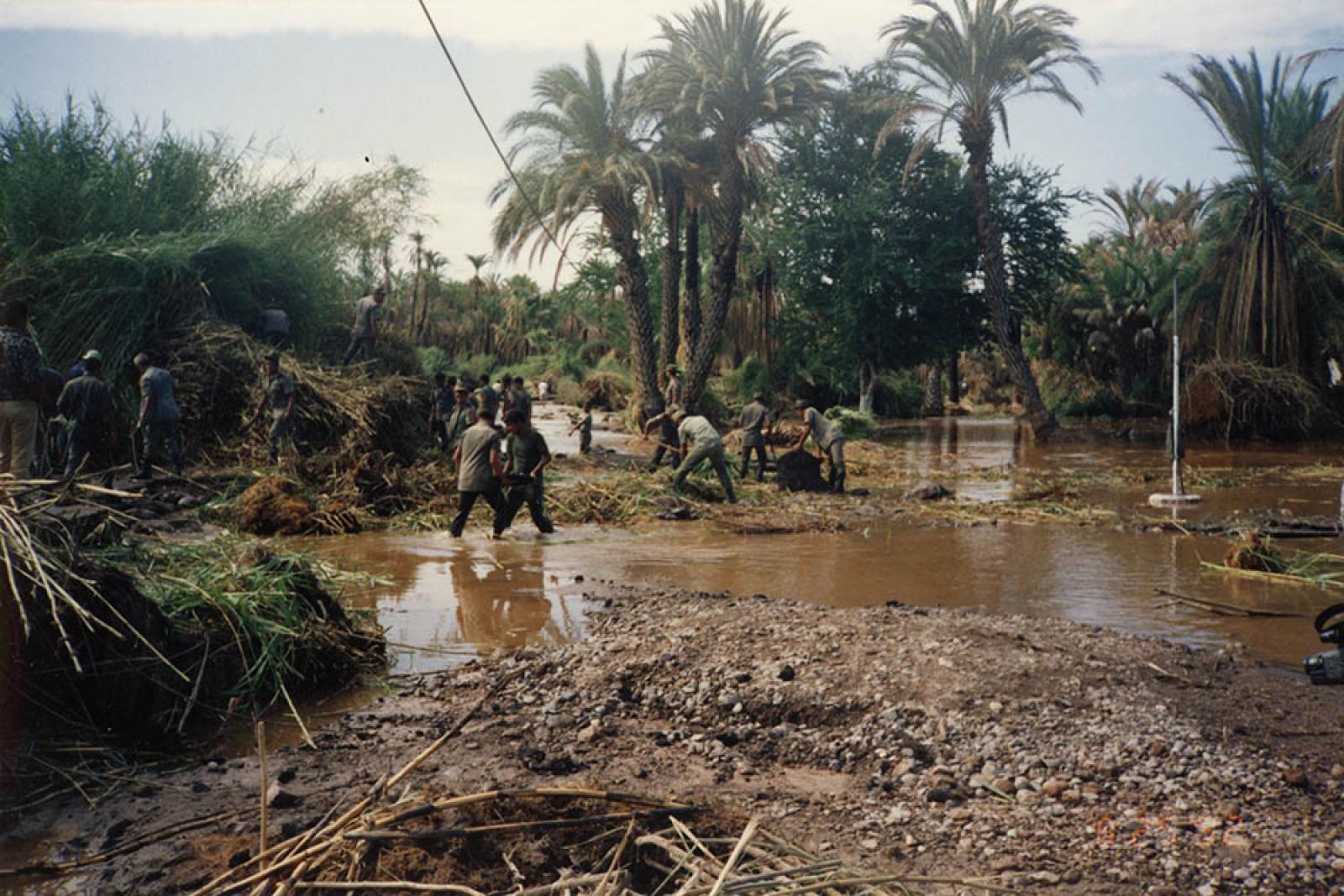 Personal militar en limpieza de carreteras y zonas de Santa Rosalía – San Ignacio, B.C.S., destruidas por el paso del huracán “Lester”.