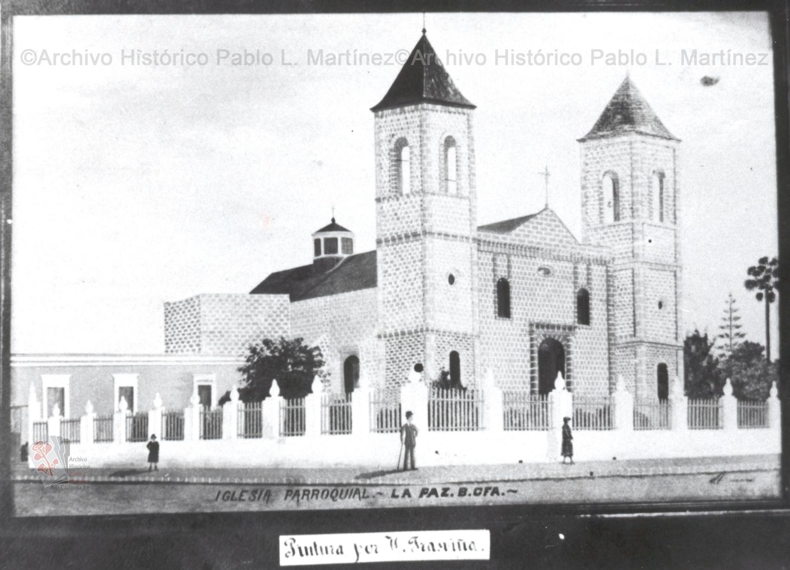 Pintura de la catedral de La Paz del autor V. Trasviña.
