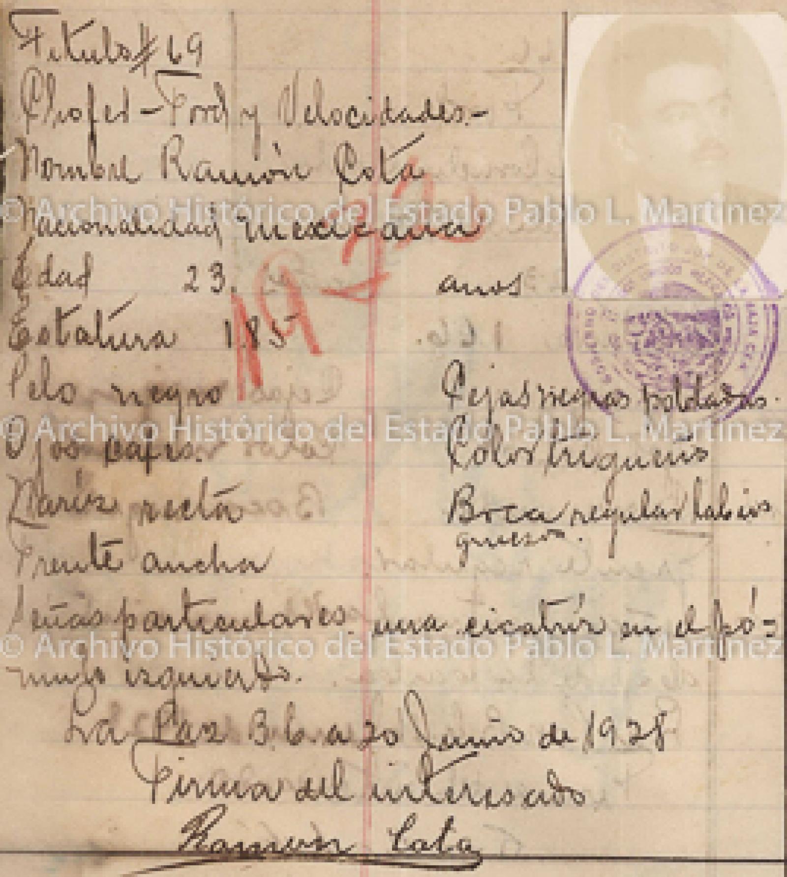 "Ramón Cota", retrato.