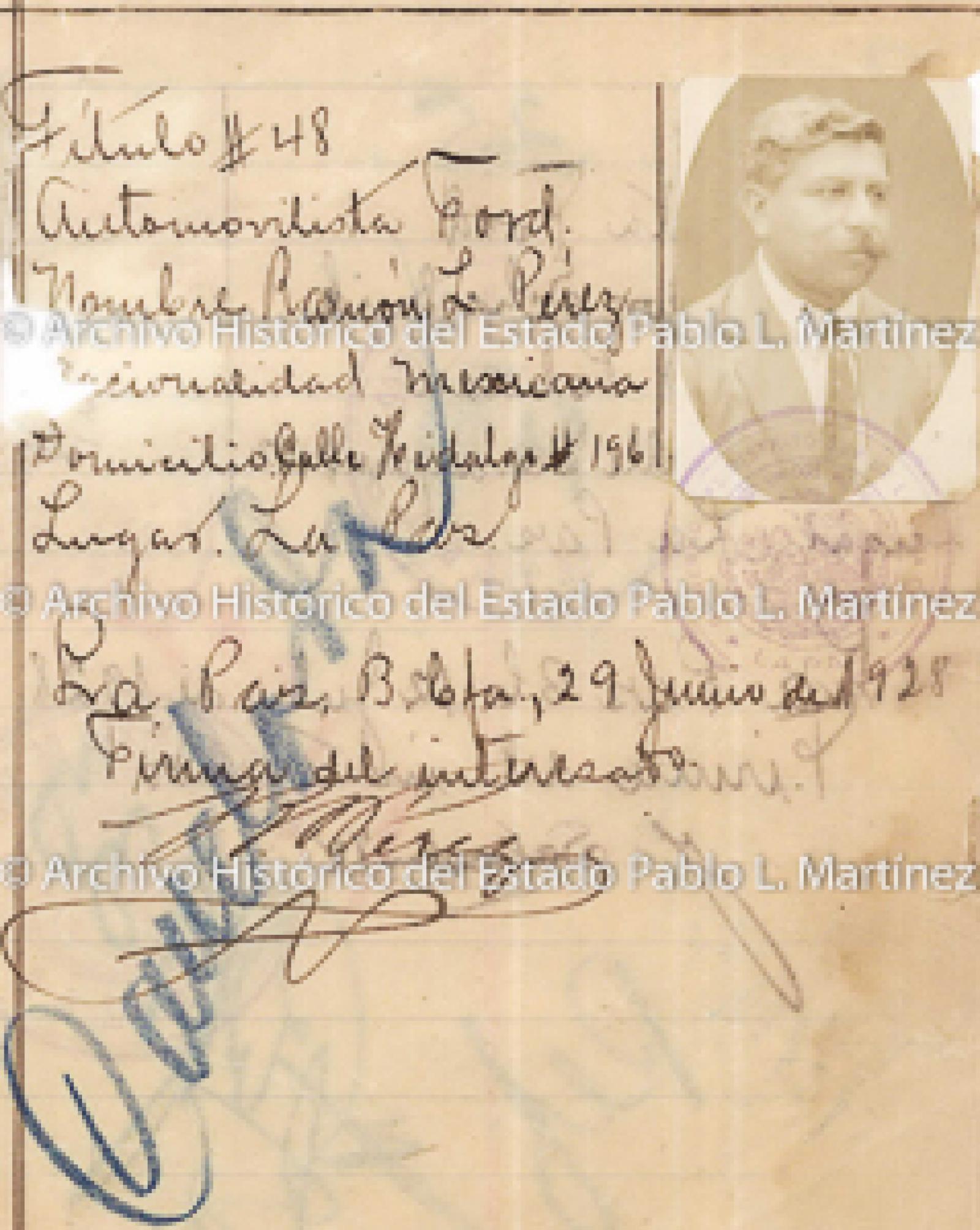 "Ramón L. Pérez", retrato.