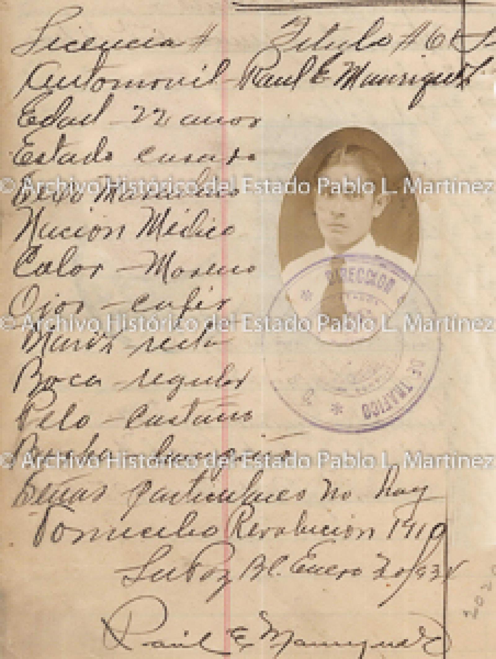 "Raúl E. Manríquez", retrato.