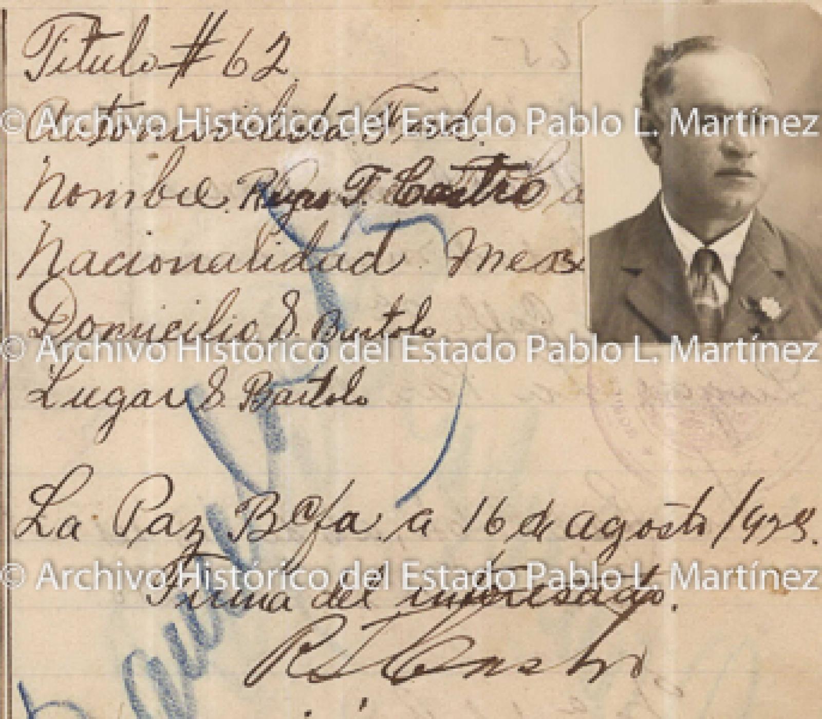 "Reyes F. Castro", retrato.