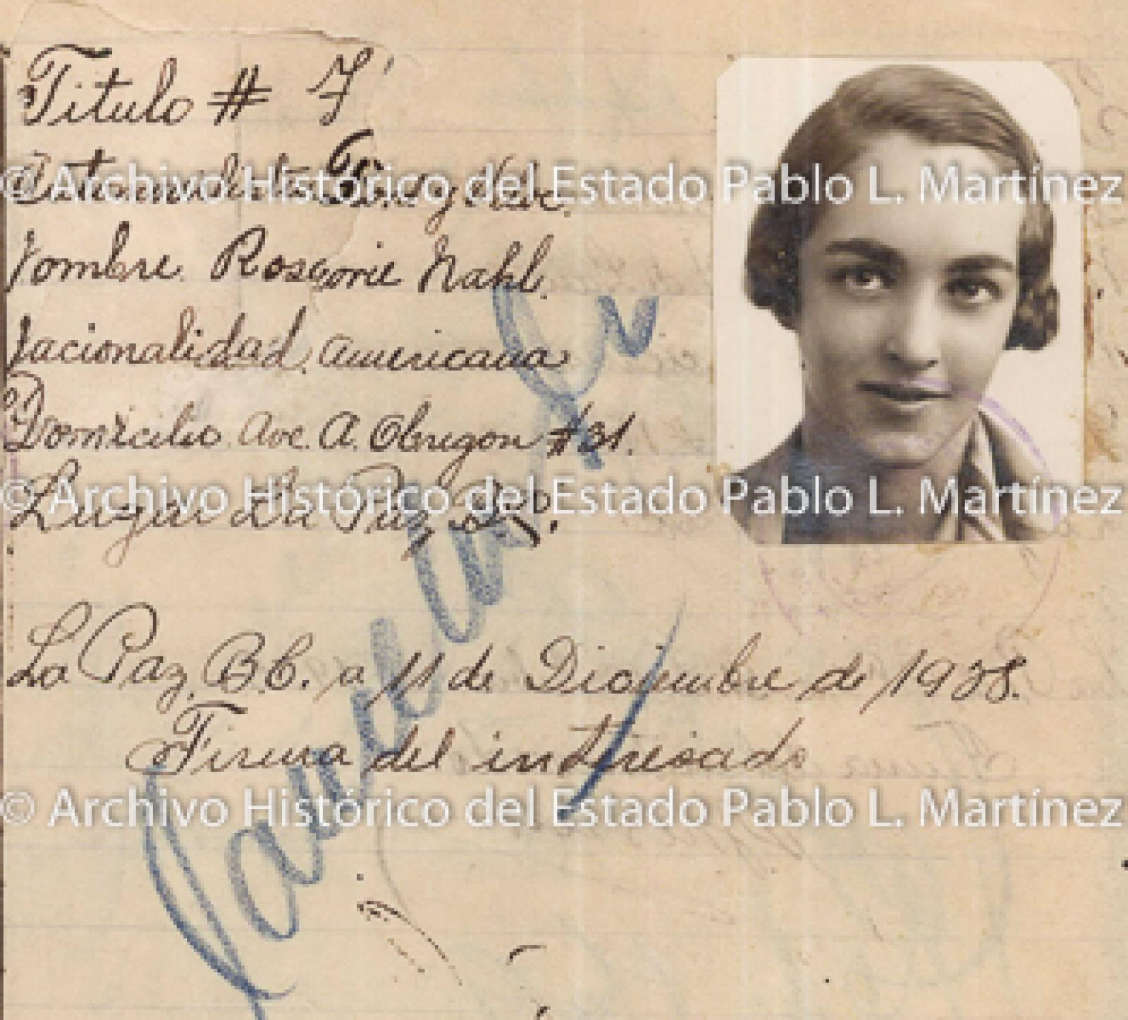 "Rosarie Nahl", retrato.