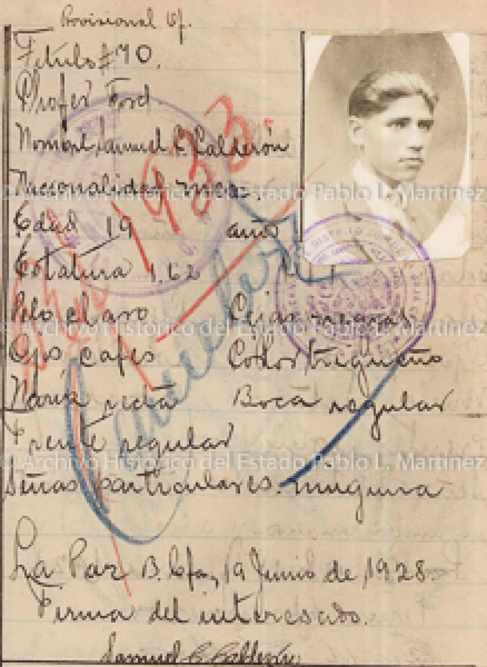 "Samuel C. Calderón", retrato.