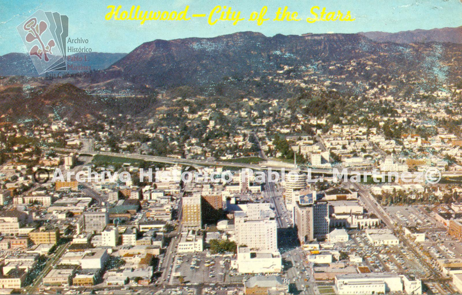 Vista aérea de Hollywood, la ciudad de las Estrellas. Los Ángeles, California, Estados Unidos.