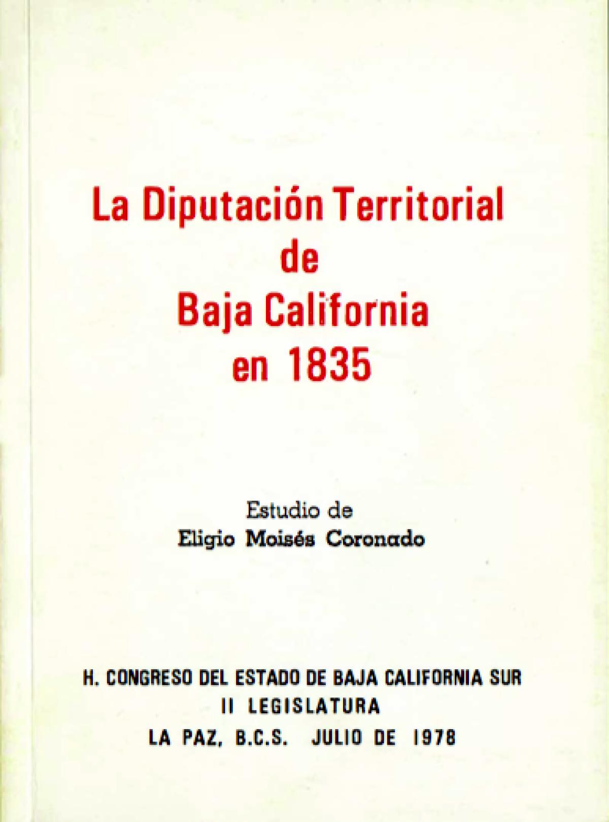La Diputación Territorial de Baja California en 1835