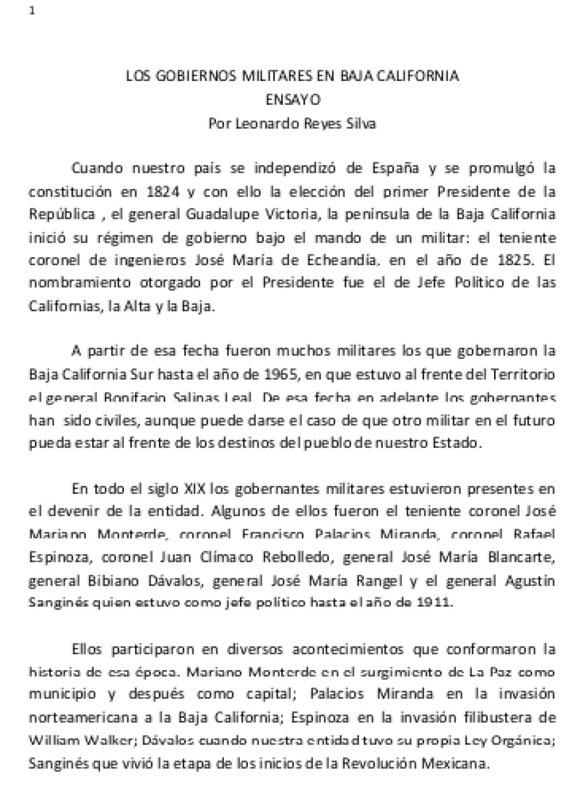 Los gobiernos militares en Baja California. Ensayo