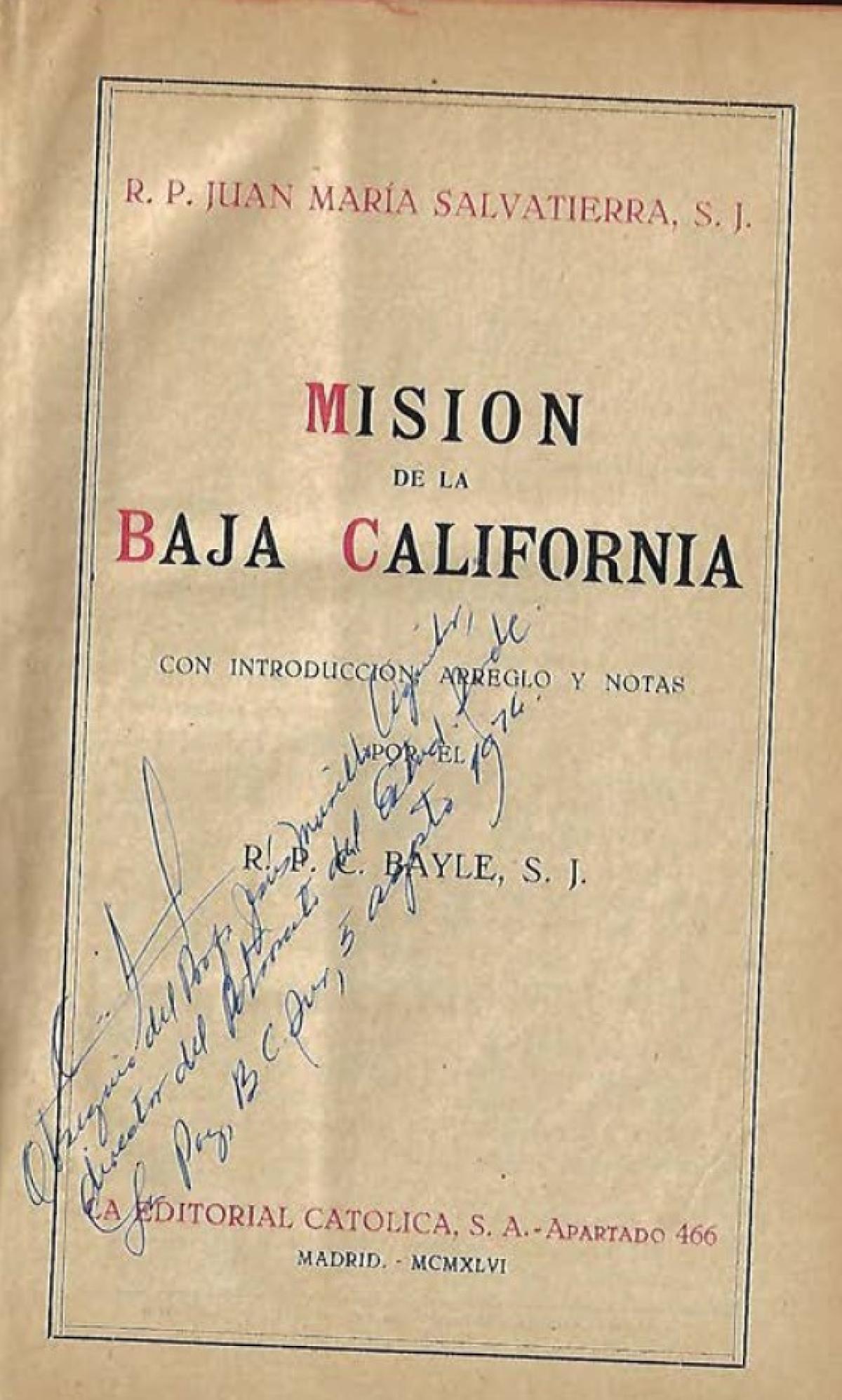 Misión de la California. Cartas desde Loreto